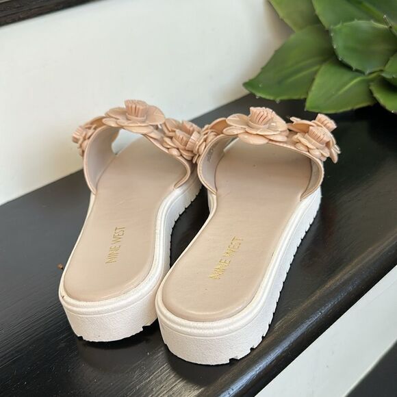 New Nine West NWRelly slip on sandal slide floral women’s 7 M neutral with box - Picture 5 of 8